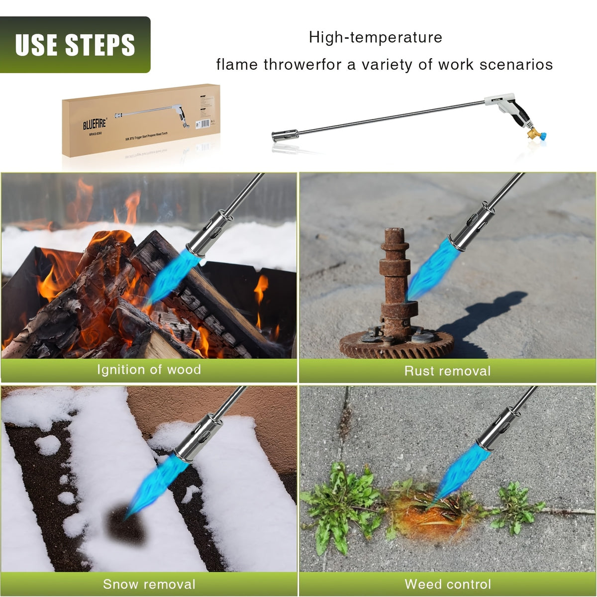 Propane Weed Torch Kit with Tank-Connected Outdoor Burner Model Options, BF-1711, Koman-Q0001 and HD Series for Experienced Adult Yard Maintenance