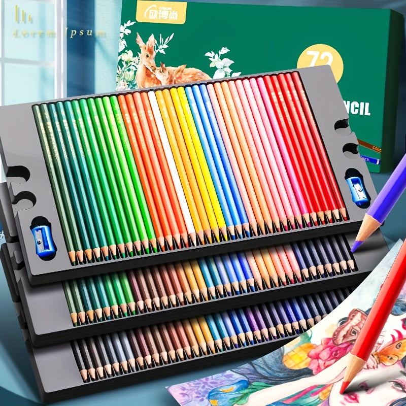 Oil Colored Pencil Set, 48-Piece Option with Listed Soft Cores, Numbered Drawing Pencils and Tin Box for Adult Coloring, Sketching, Shading and Blending Practice