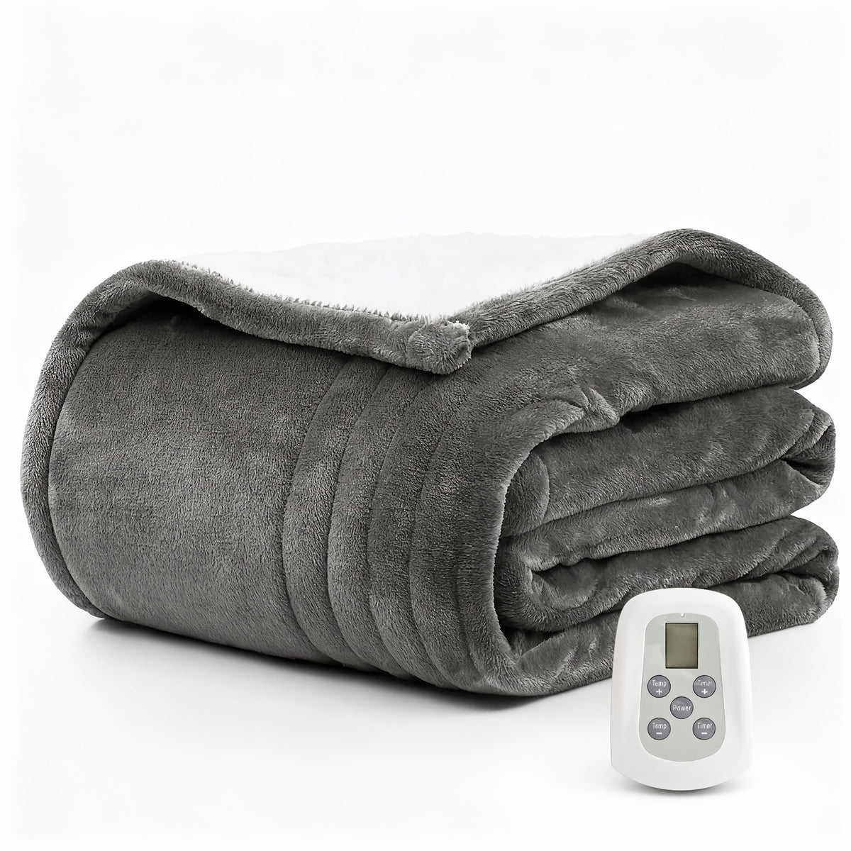 Button-Control Heated Blanket with Double-Sided Flannel, Listed 4 Heat Levels and 4-Hour Auto-Off, Electric Throw and Larger Size Options for Indoor Comfort