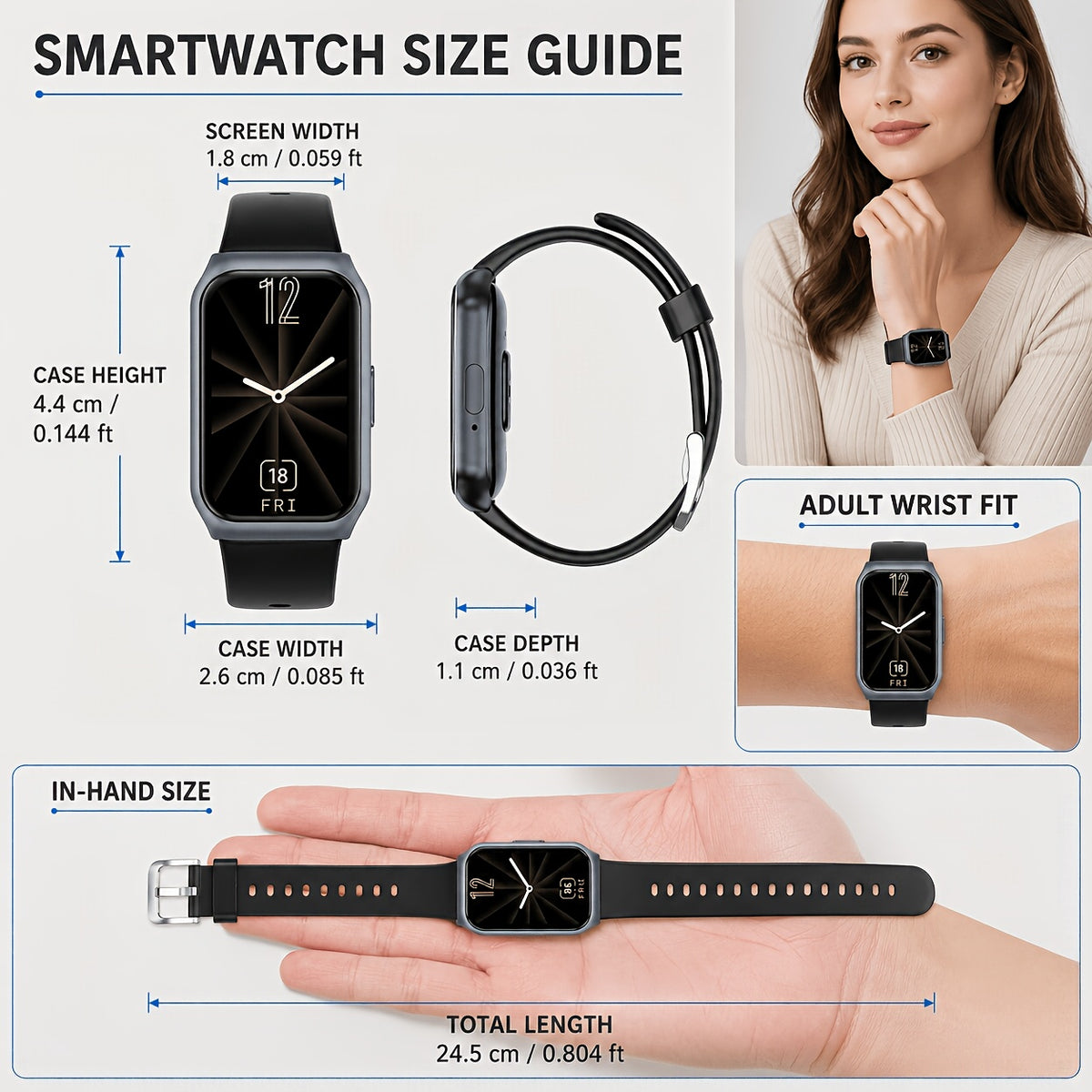Touchscreen Fitness Smartwatch for Men and Women, 1.45-Inch HD Display with Wireless Calling, Message Notifications, Sports Modes, Stopwatch and Calendar