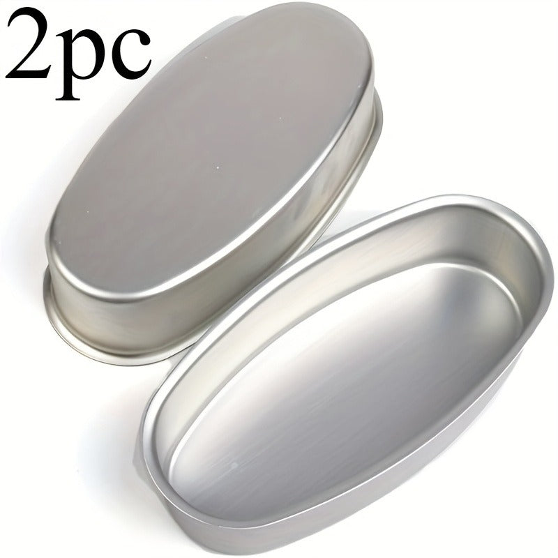 Oval Cheesecake Pan Set with Two Non-Stick Aluminum Molds for Light Cheesecake, Bread and Cake Baking, Versatile Bakeware for Home Kitchens
