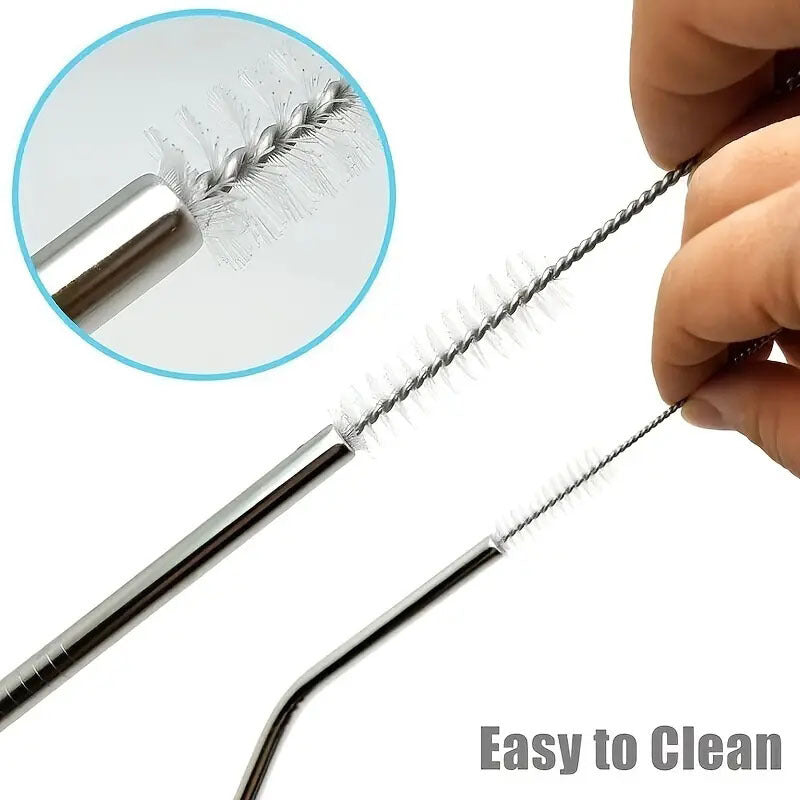 Straw Cleaning Brushes with Storage Box, 10 Long Brushes for Compatible Reusable Drinking Straws, Straw Cups and Narrow Bottle Openings at Home