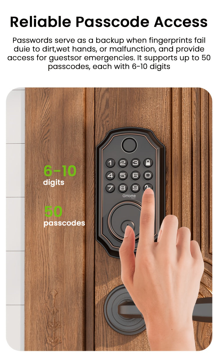 4-in-1 Smart Door Lock with Fingerprint, Passcode, Key and App Entry, Auto Lock and Temporary Offline Passwords, KD30 Pro and KD30B Pro Model Options
