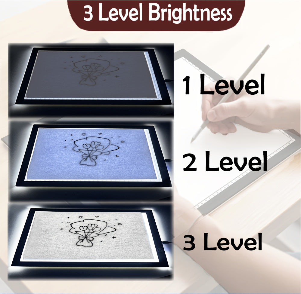 Dual Strip LED Drawing Light Board with Ten-Level Adjustable Brightness and Listed Acrylic Surface, Black Light Pad in Two Sizes for Tracing, Sketching and Diamond Painting