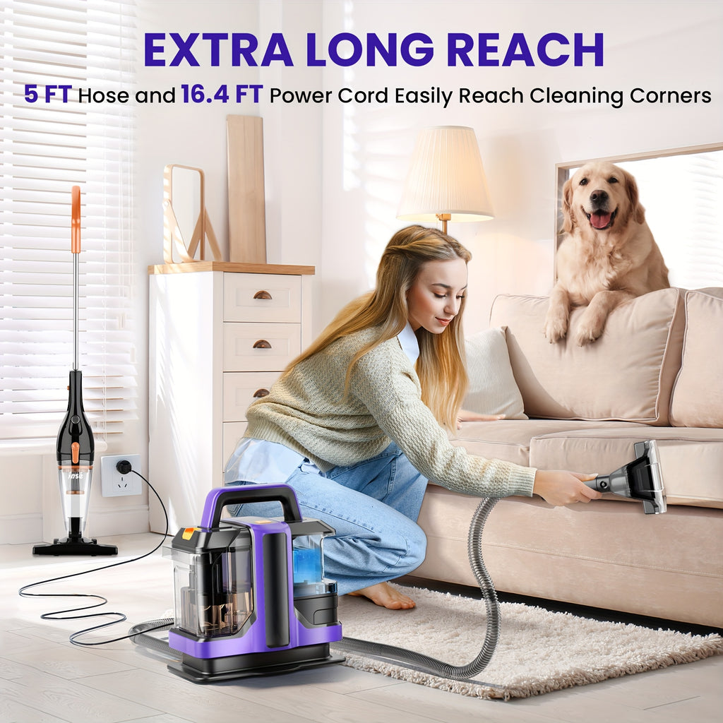 INSE Carpet Spot Cleaner with Listed 46kPa Suction, 36.52oz Clean and 27.05oz Waste Tanks, Spray and Dual Brushes for Upholstery, Stairs and Car Seats