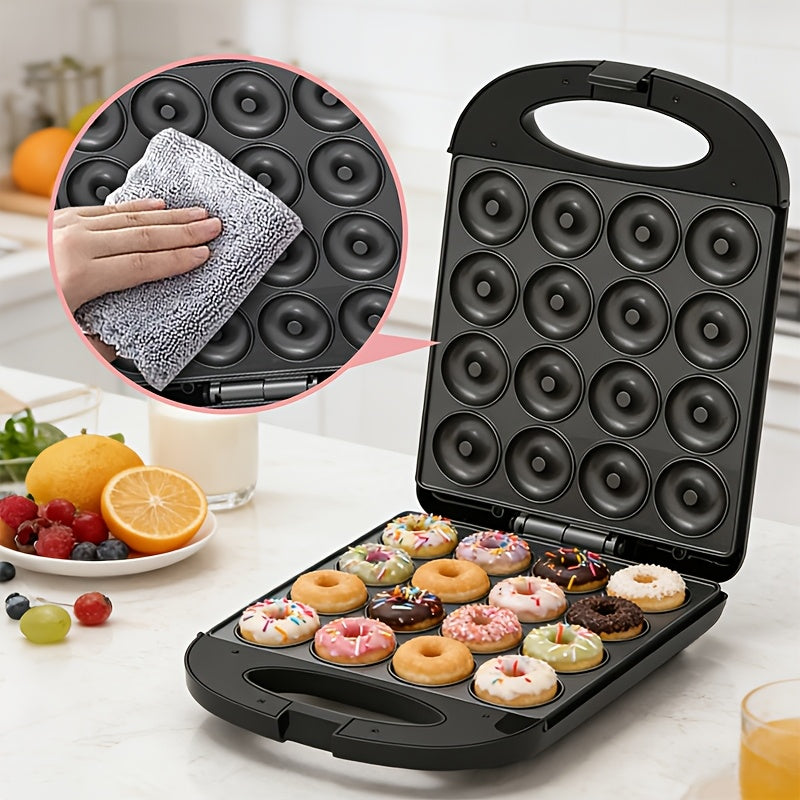 Donut Maker 16-Hole Dual Heating Electric Baking Machine, Precise Temperature Control Pancake and Cake Maker for Family Breakfast, Snacks and Desserts, Multi-Functional Home Donut Baker for Kids and Baking Stores