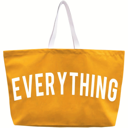 Letter Print Canvas Tote Bag for Women, Large-Capacity Top-Handle Shopping and Commuter Handbag in Multiple Colors for Everyday Errands