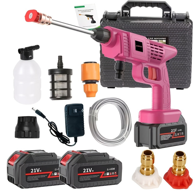 Cordless Pressure Cleaner with Single or Dual Rechargeable Battery Options, Foam Nozzle Reference and Multiple Color Labels for Car Care and Outdoor Cleanup