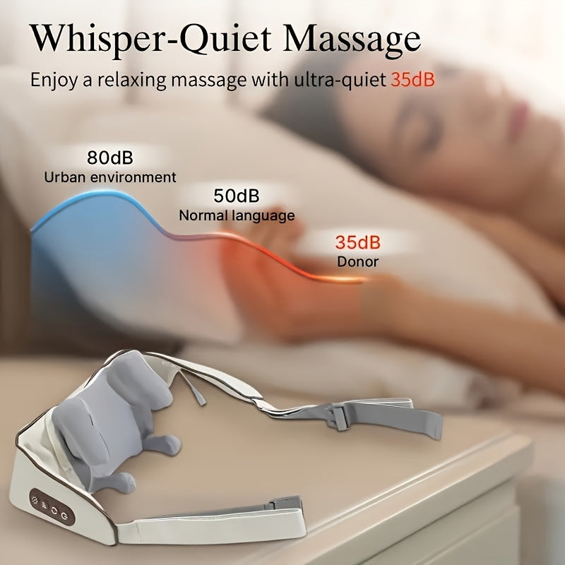 Neck and Shoulder Massager with 8D Hand-Style Kneading, Cordless Rechargeable Design and 10-Minute Auto Shut-Off for Adult Home Relaxation, Black or Beige