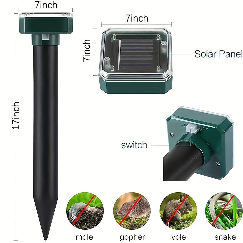 Solar Garden Rodent Repeller with Listed Sound and Vibration Functions, Outdoor Yard Deterrent in Round, Hexagonal and Multi-Pack Options for Lawn Care