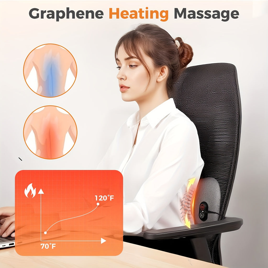 Lumbar Support Pillow with Listed Vibration, Heat and Air Cushion Lift Functions, Single Lower Back Cushion for Compatible Office Chairs and Stationary Car Seating