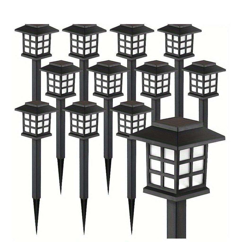 White-Light Solar Pathway Lights, Listed 12-Piece Outdoor LED Set with Automatic On-Off for Garden Paths, Lawn Borders, Patio and Yard Landscape Decoration