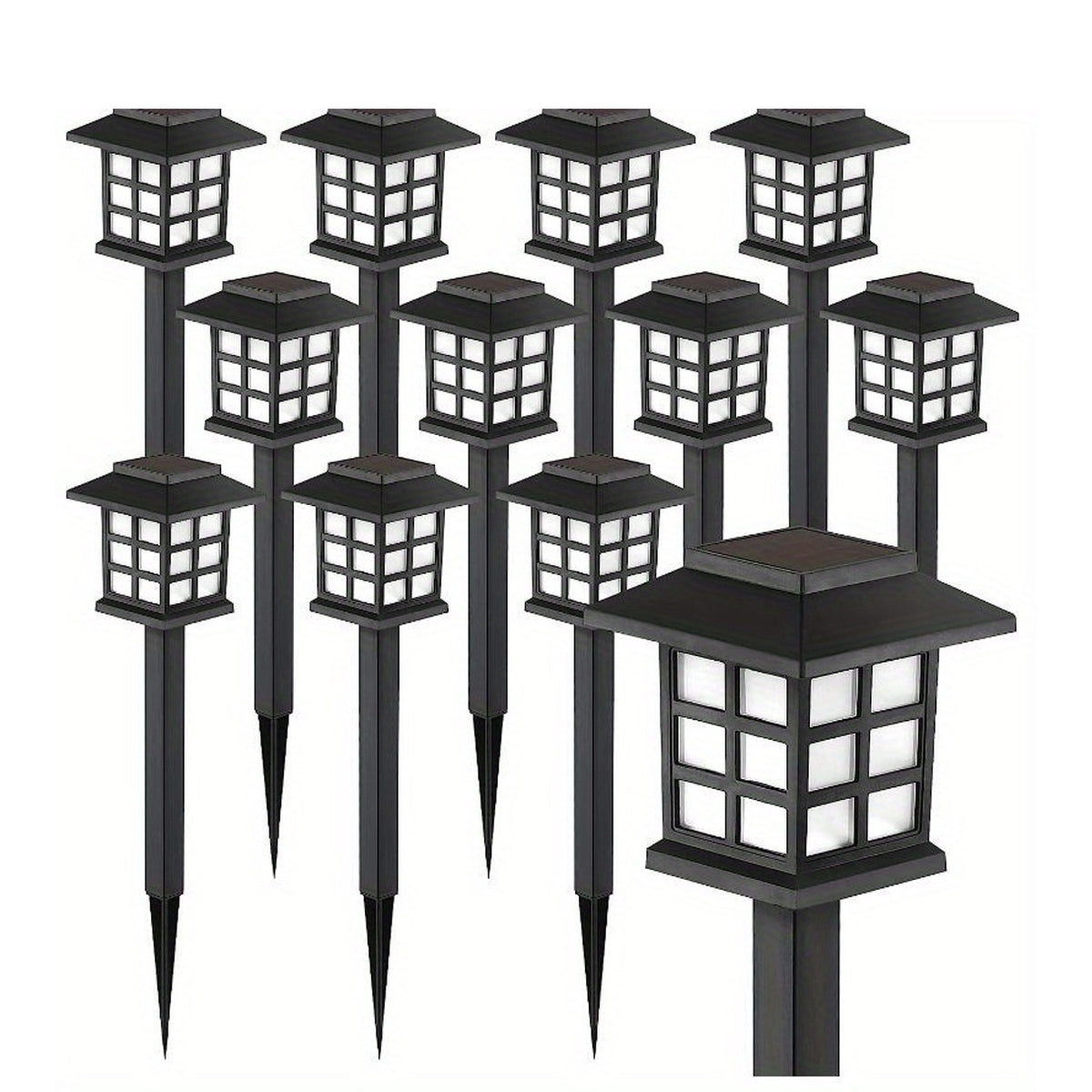 White-Light Solar Pathway Lights, Listed 12-Piece Outdoor LED Set with Automatic On-Off for Garden Paths, Lawn Borders, Patio and Yard Landscape Decoration