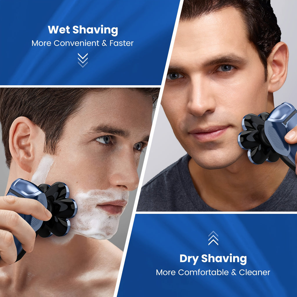 Sejoy Electric Head Shaver for Bald Men, 5-in-1 Rotary Grooming Kit with 7D Floating Heads, LED Display and 3 Speeds, Rechargeable Skull Shaver for Daily Shaving at Home, Perfect Gift for Men