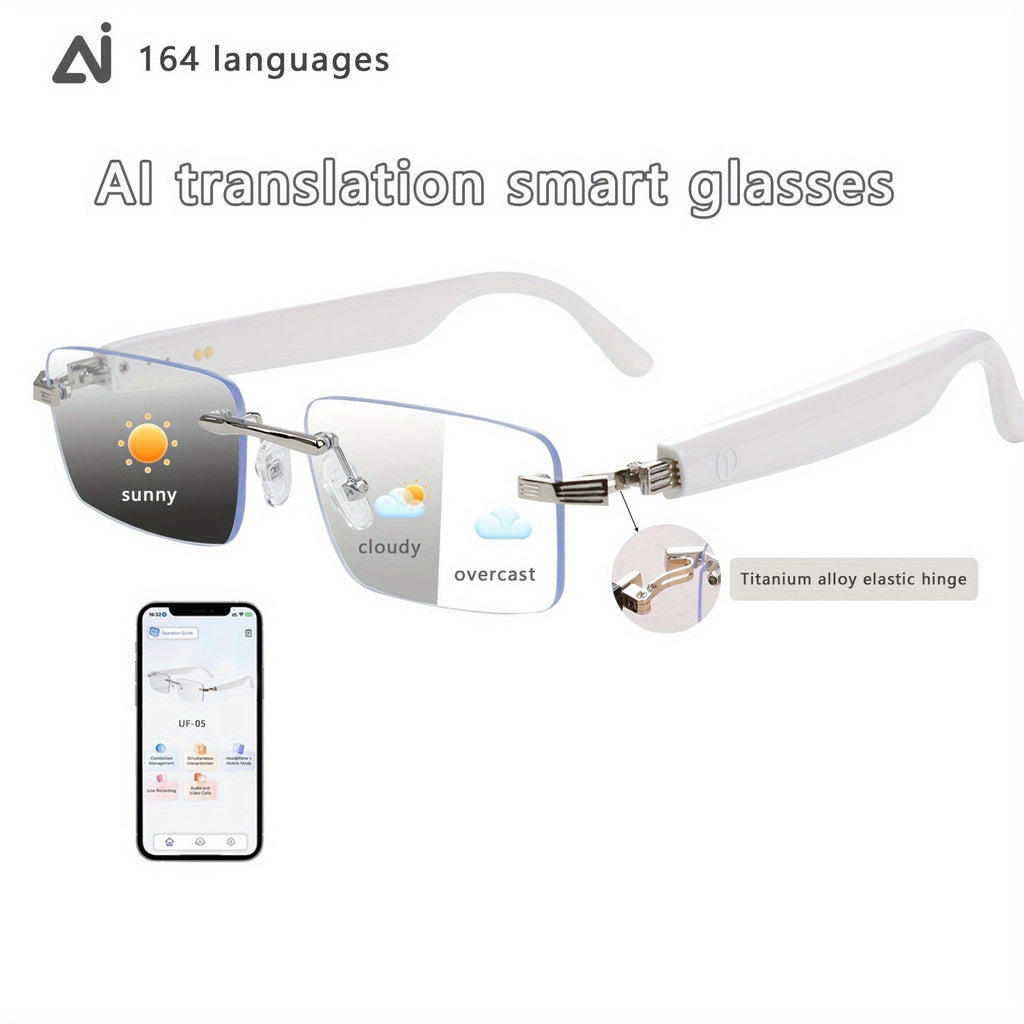 Translation Glasses with 164-Language Support, Photochromic Lens Options, Four AI Interpretation Modes and Meeting Recording for Travel and Business