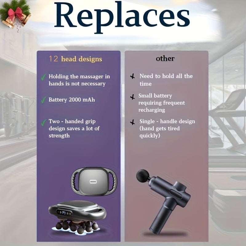 Multi-Node Massage Gun with Nine Intensity Levels and Nine Modes, Cordless Percussion Design in D-16 White, A-12 Gray or C-22 Gray Model Options