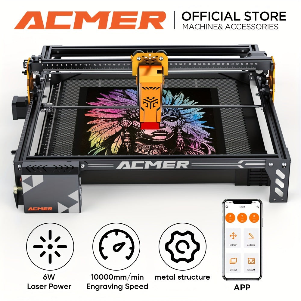 ACMER P1S Pro Laser Engraver with Listed 6W Diode Laser and 380 x 370mm Work Area, Fixed-Focus Craft Machine with USB and App Connection References