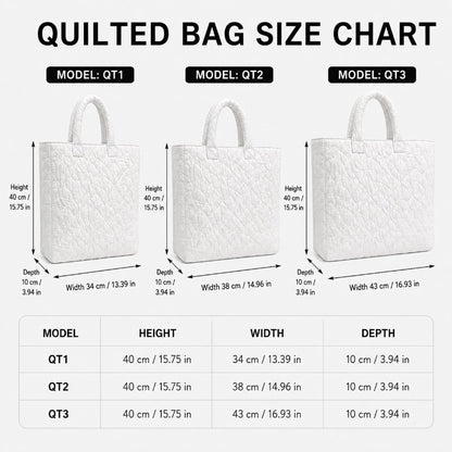 Christmas Quilted Tote Bag for Women with Snowman and Tree Theme, Shoulder Handbag in Three Listed Sizes for Holiday Shopping, Work and Winter Travel