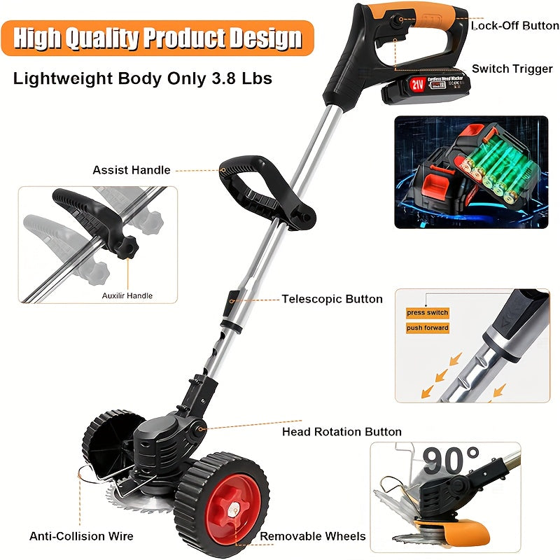 Portable Electric Yard Trimmer with Listed Three Blade Types and Lithium Battery Configurations, Purple Older Model and Nine Color Combination Options for Home Grass Care