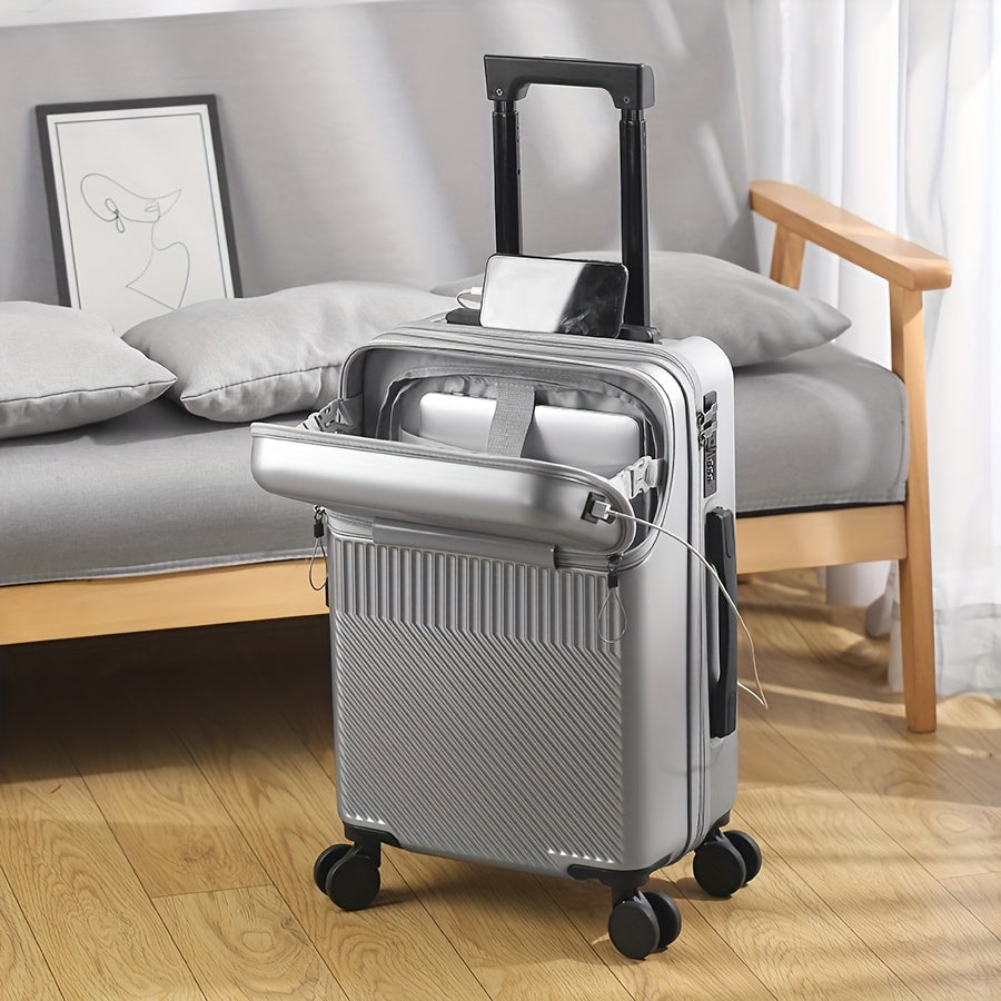 20-Inch Wheeled Suitcase with Listed Combination Lock, Single Travel Luggage Case in Red, White, Green, Grey or Black-1 for Weekend Getaways and Work Trips