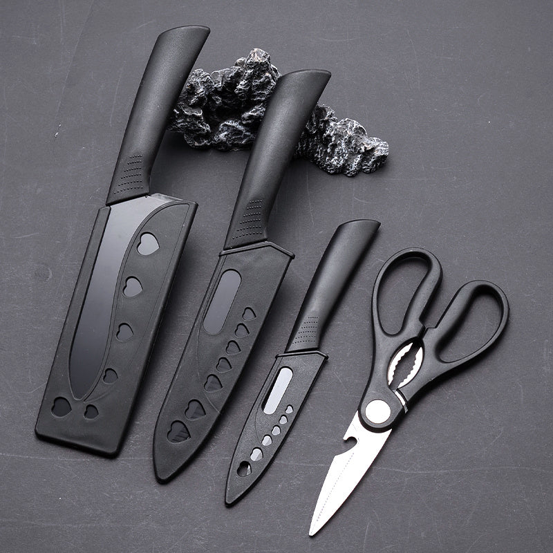 Black Kitchen Knife Set, Listed 4-Piece Dishwasher-Safe Kitchen Fruit Set for Everyday Home Food Preparation and Cooking Gifts for Mom or Dad