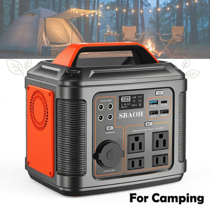 Portable Power Station 300W by SBAOH with Listed 296Wh Lithium-Ion Battery, 100W PD and Digital Display in Orange or Blue with Optional Solar Panel Package