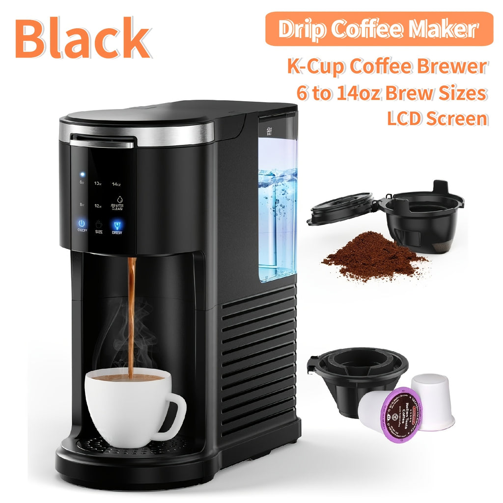K-Cup Compatible Coffee Maker with Programmable Brewing, Black 2-in-1 Pod and Ground Coffee Brewer with Washable Filter, Keep-Warm and Self-Cleaning