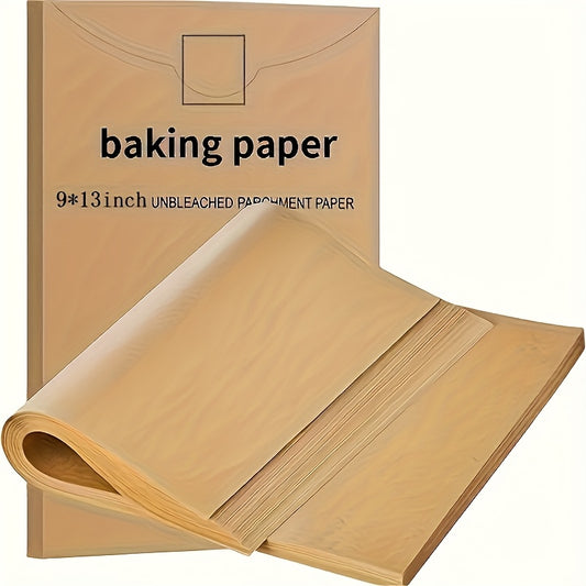 9 x 13 Inch Parchment Paper Sheets, 50-Pack Pre-Cut Unbleached Nonstick Baking Liners for Compatible Pans, Home Cookie Batches and Kitchen Preparation