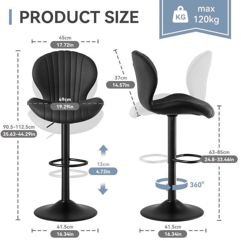 High Back Swivel Bar Stools with Adjustable Upholstered Seats for Kitchen Island, Home Bar and Dining Room, Sets of 1, 2, 3 or 4 in Five Colors