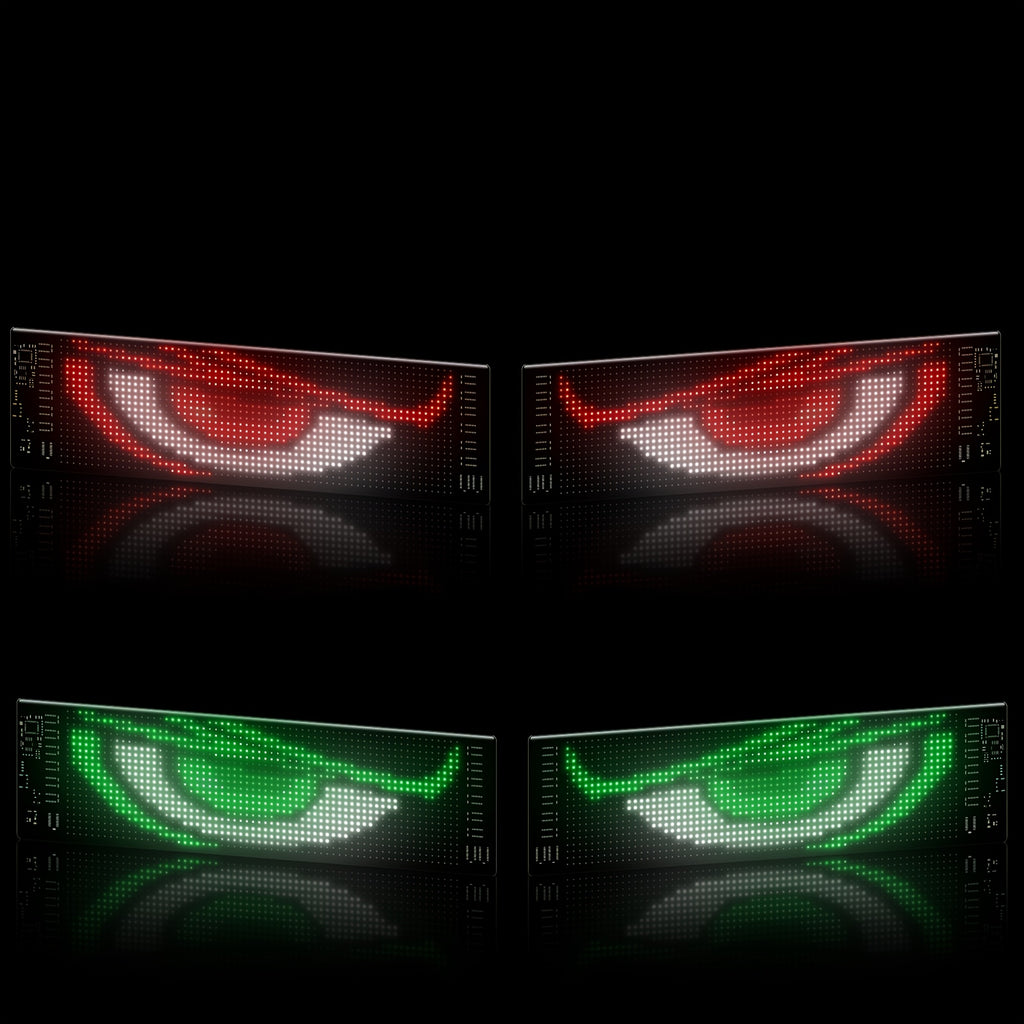 LED Devil's Eye Matrix Panels, Two-Piece Flexible USB 5V Decorative Display with App and Remote Controls, Programmable Animation and Text for Car Displays