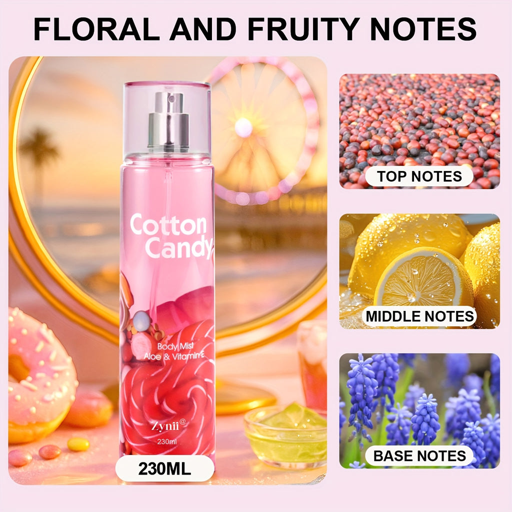 Women's Fragrance Mist for Hair and Body with Cool White Musk, Midnight Embrace and Cotton Candy Labels, Size and Upgraded Options for Daily Wear and Gifts