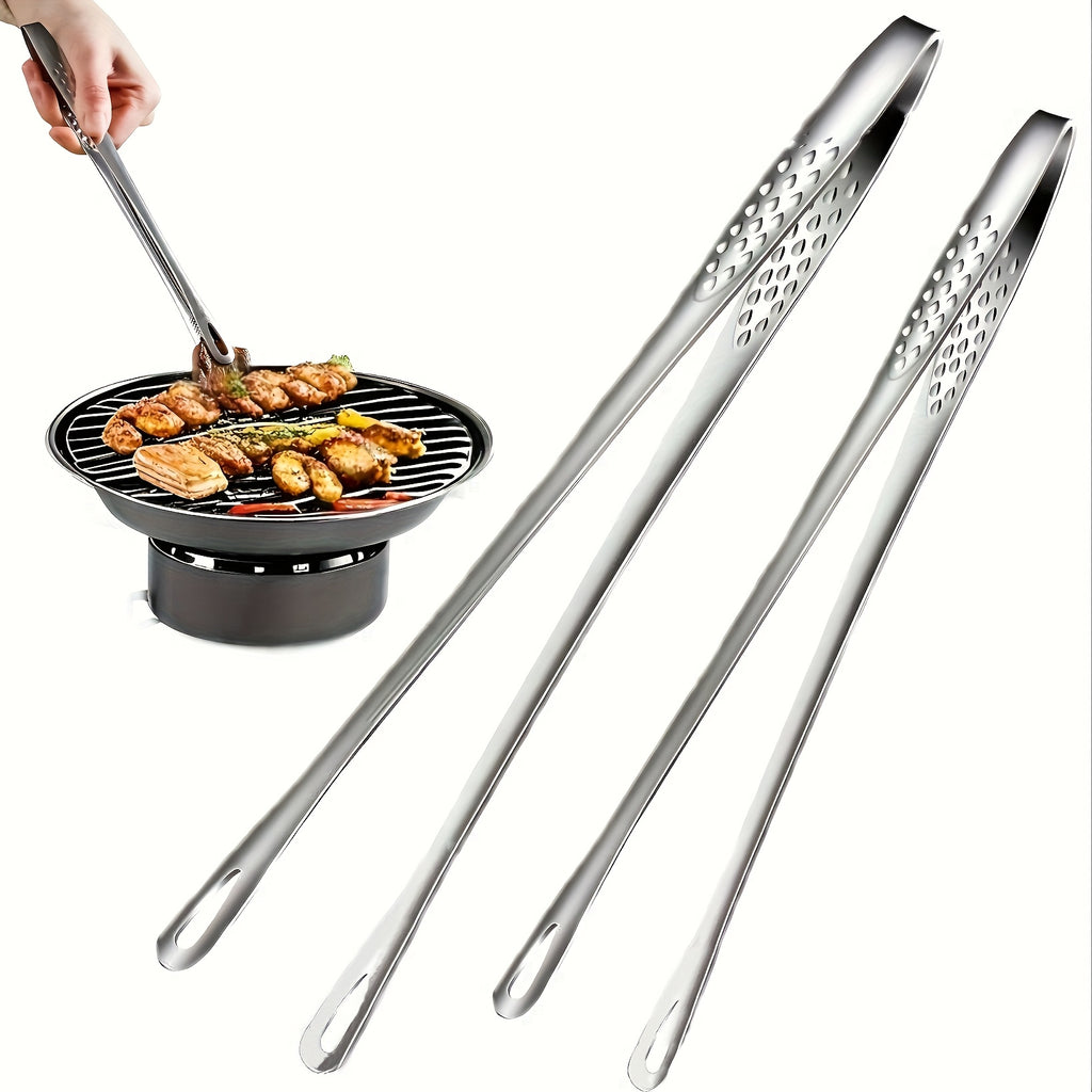 Multipurpose Stainless Steel Food Tongs, 24cm or 28cm Serving Utensil Options for Bread, Ice, Barbecue Meals, Baking Tasks and Camping Kitchen Preparation