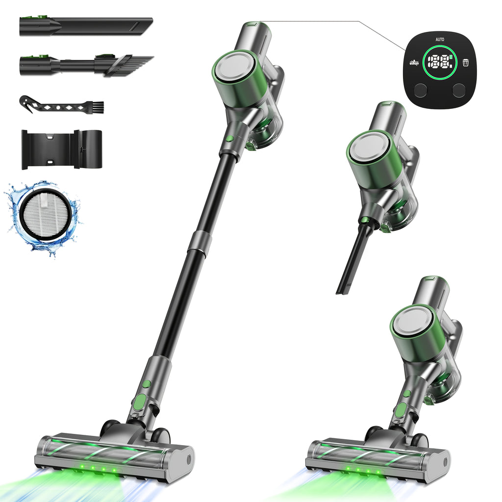 Rechargeable Stick Vacuum for Home with Cordless Handheld Cleaning Design, Listed 8-in-1 Format for Hard Floors, Carpets and Pet Hair, Eight Option Labels