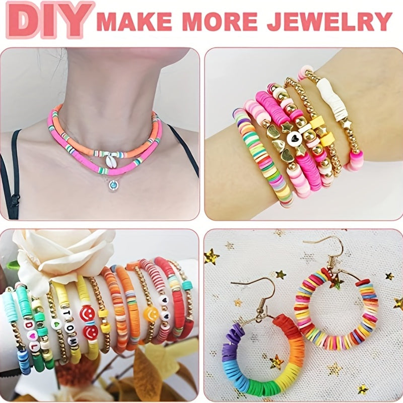 Clay Bead Bracelet Making Kit, 7200-Piece Colorful Soft Clay Bead Assortment in Two Boxes for DIY Jewelry, Custom Patterns and Handmade Gift Projects