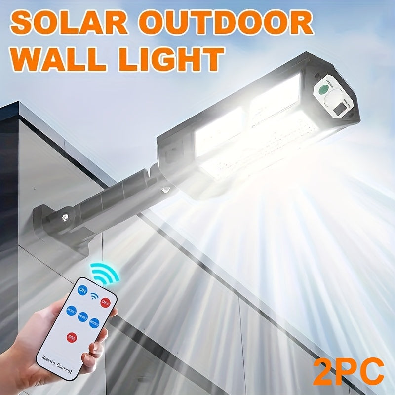 6500K Solar LED Wall Light with Motion Sensor, Remote Control and 3 Lighting Modes, 3000mAh Battery, Black Single or 2-Pack Options for Garden and Yard