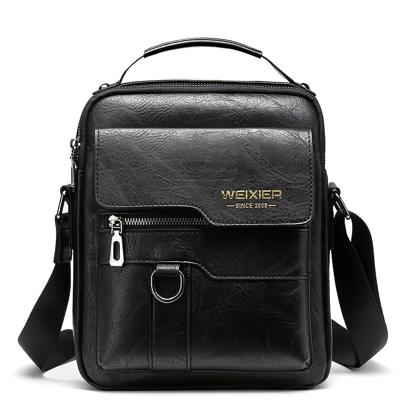Tablet Crossbody Messenger Bag by WEIXIER with Listed 8-Inch Device Fit, Card Slots and Card Wallet, Vintage Vertical Shoulder Bag in Three Colors for Daily Commuting