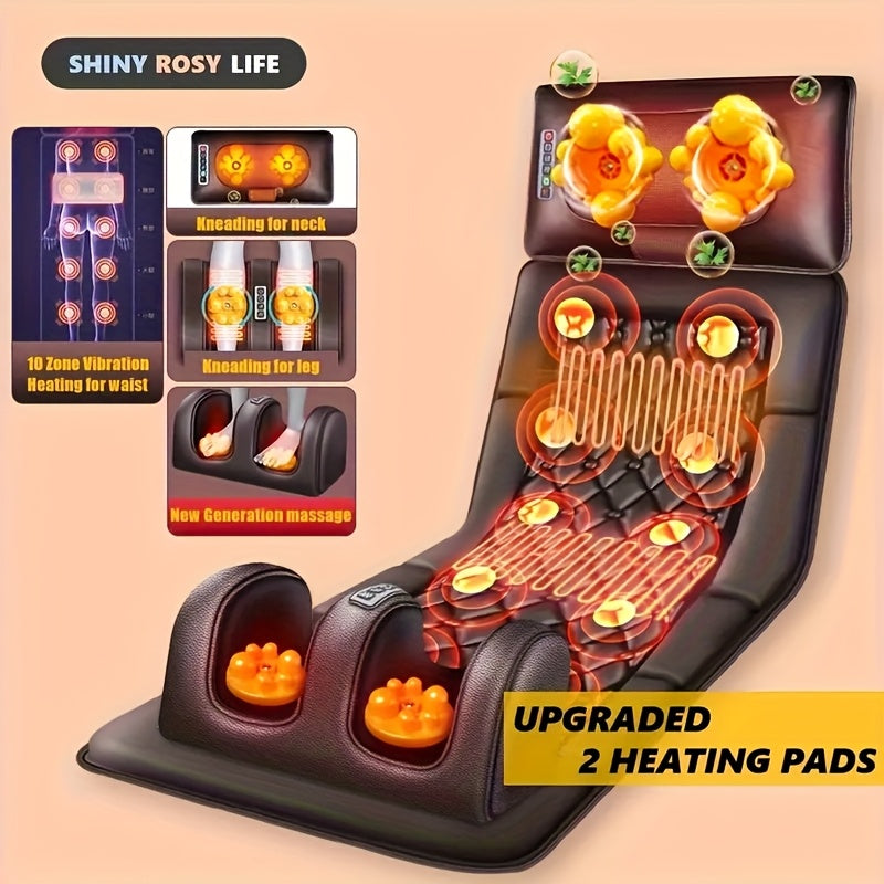 1 Set Of Large Brown Full Body Heating Massagers, 2 Styles Of PU Material, with Neck And Foot Devices And Massage Headrest, Lumbar Pillow, Timer, Comfortable And Wear-resistant, Non-slip Bottom, Easy to Store, Suitable for Home, Office Take A Nap