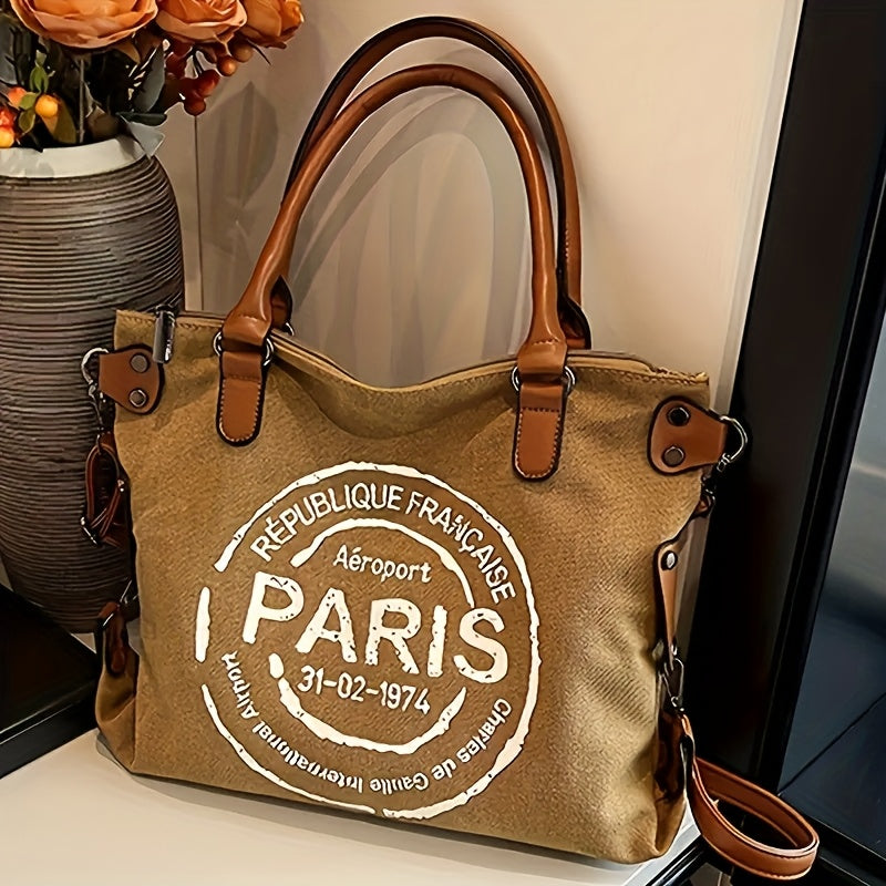 Tote Crossbody Shoulder Bag with Adjustable Strap, Brown with Black or Gray with Black Options for Everyday Errands, Commuting and Casual Outfit Styling