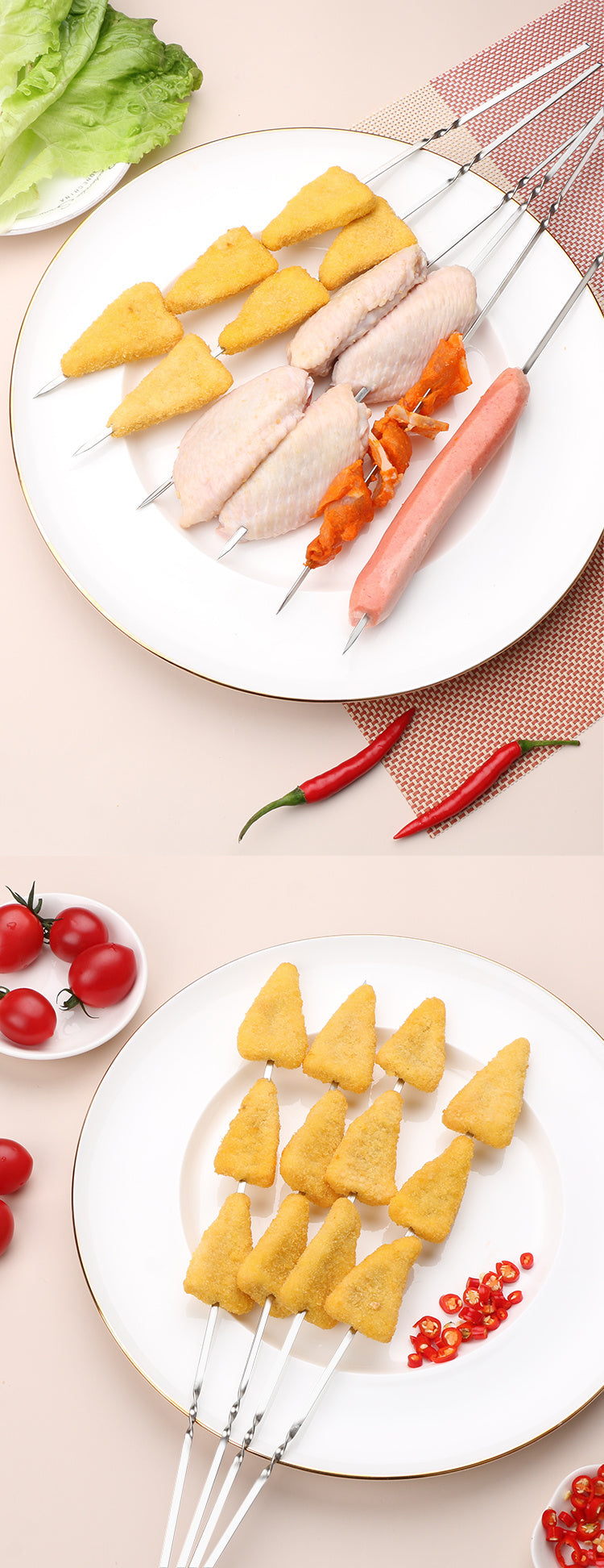 10pcs Reusable Stainless Steel BBQ Skewers - Perfect For Barbecue, Shish Kebab & Camping!