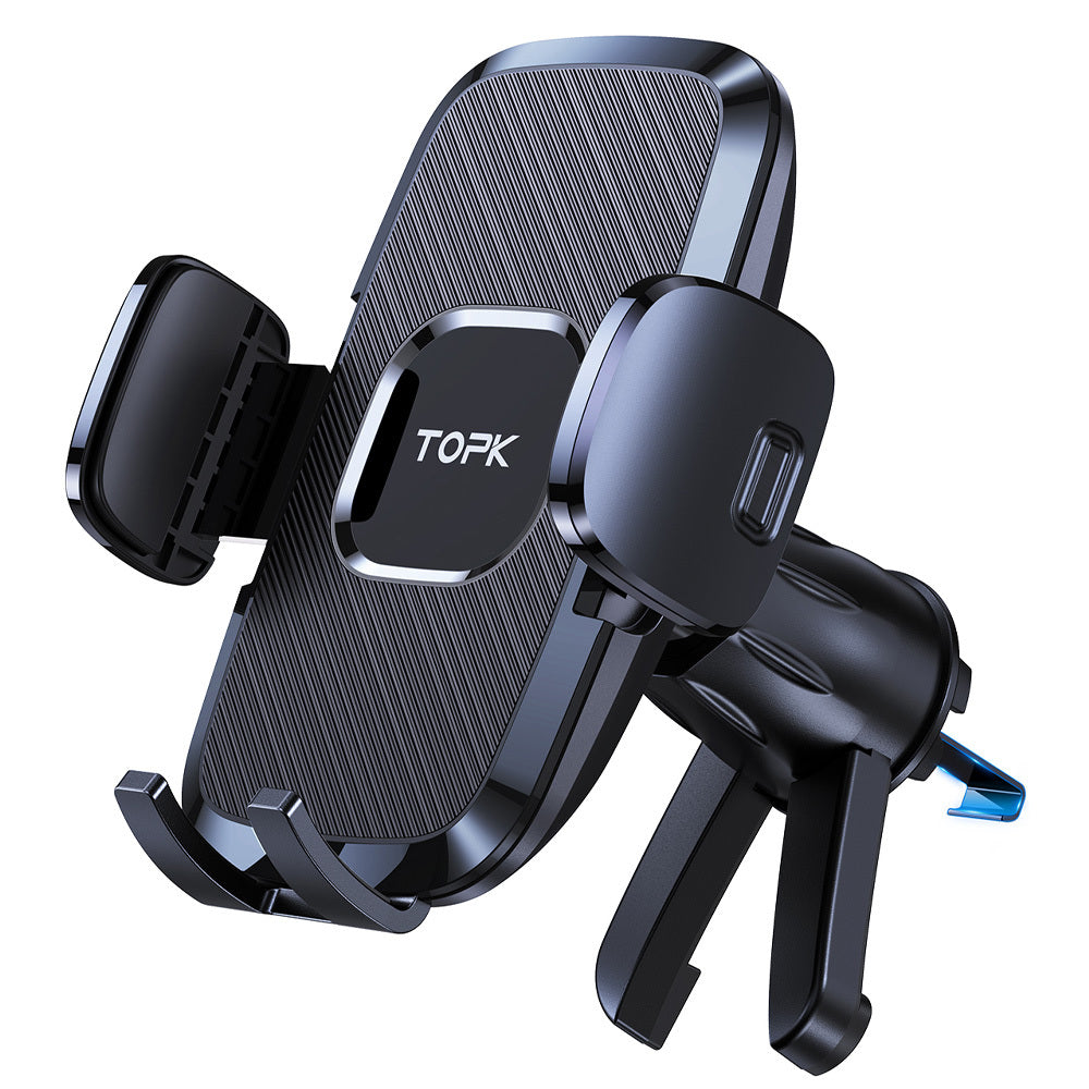 TOPK Car Air Vent Phone Mount with Adjustable Clamp Cradle, Black ABS Smartphone Holder for Compatible Vehicle Vents and Navigation Screen Positioning