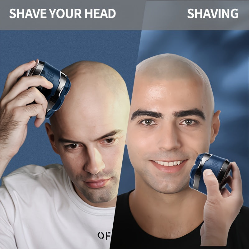 7D Bald Head Shaver in Blue for Men, Cordless Rechargeable Electric Grooming Device with LED Display, Magnetic Blade and Listed IPX6 Wet and Dry Use