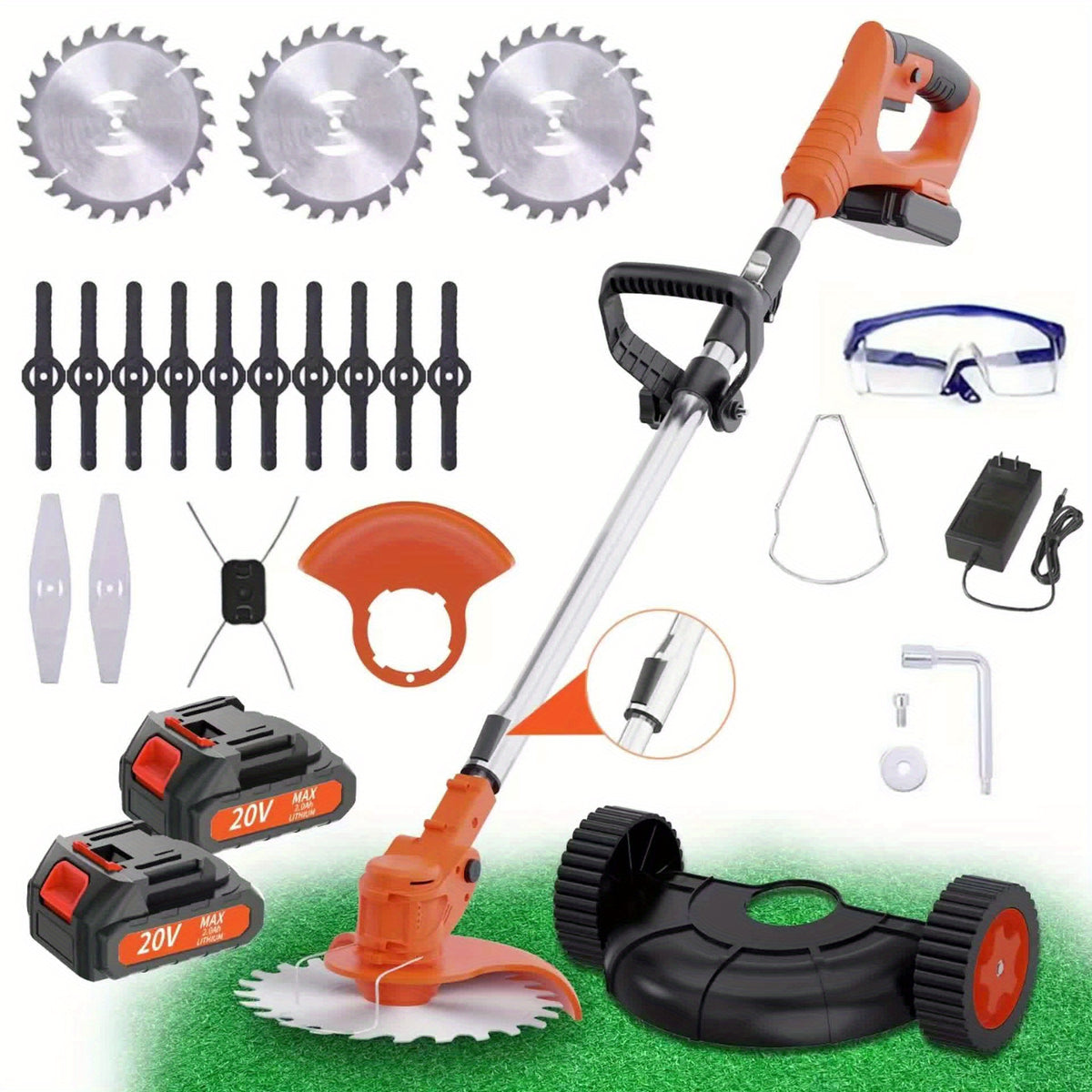 Cordless Electric Yard Weeder, Portable Lithium-Ion Battery Lawn and Garden Cutting Tool with Basic, Yellow or Purple One- and Two-Battery Options