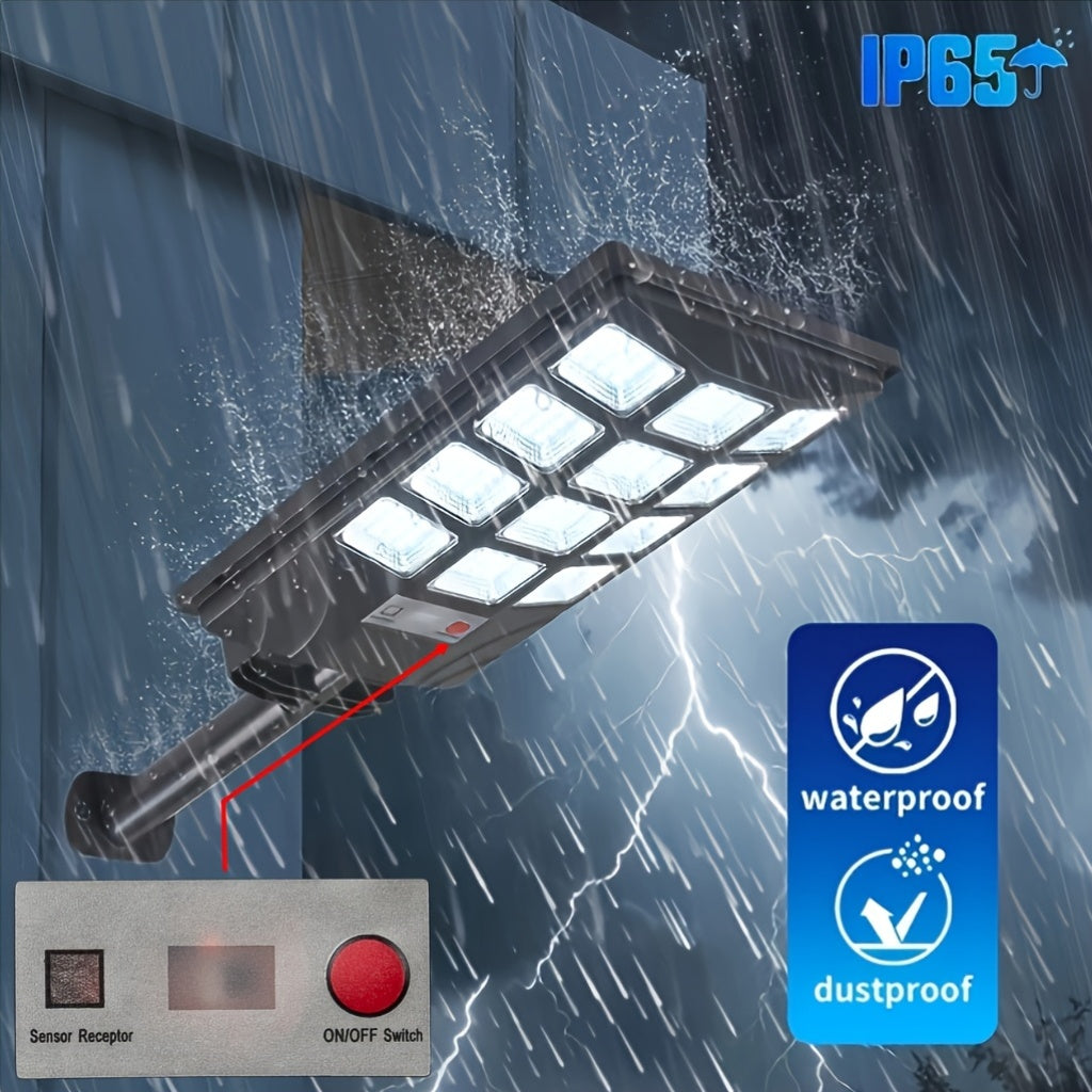 Solar Street Flood Lights, Two- or Four-Pack Outdoor LED Options with Selected 92LED Labels, Listed 6500K Light, Motion Sensor and Remote Control
