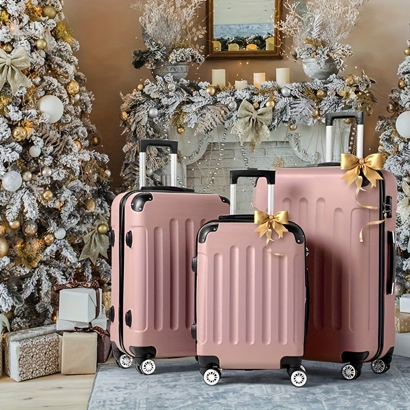 Spinner Luggage Set with ABS Hard Shell and Corner Protectors, Three 20, 24 and 28-Inch Travel Suitcases with 360-Degree Wheels in Multiple Colors