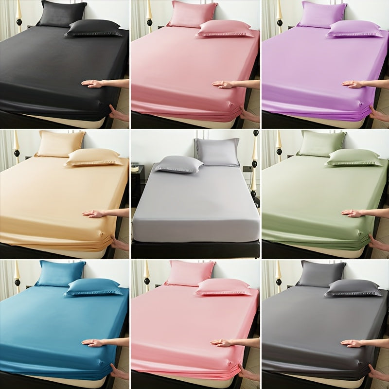 Polyester Brushed Fitted Sheet, Single Solid-Color Mattress Sheet with Eighteen Size Labels Including Short Queen and Eleven Colors, Pillowcases Not Included