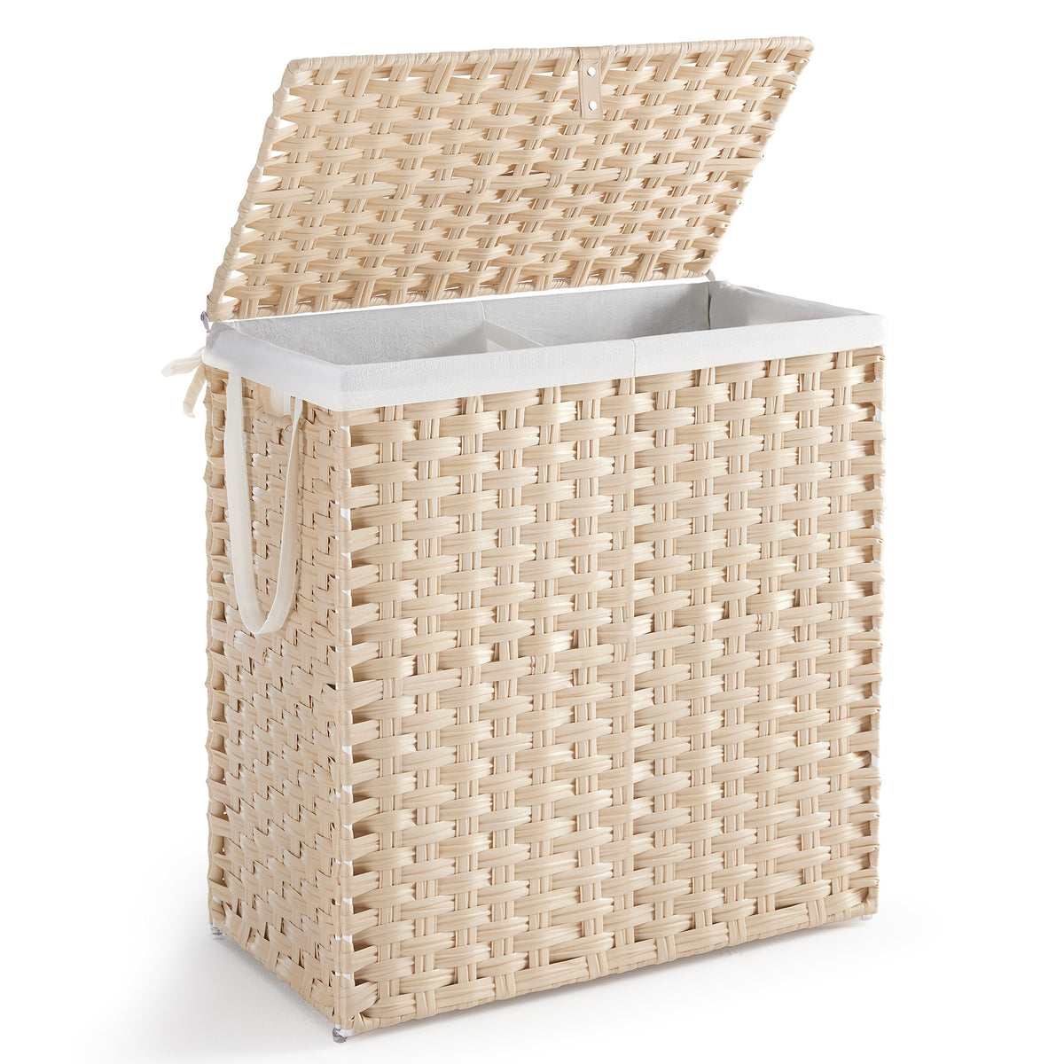Laundry Hamper with Lid and Detachable Double Inserts, Foldable Clothes Basket in Three Capacity Options for Bedroom, Bathroom and Laundry Room Organization