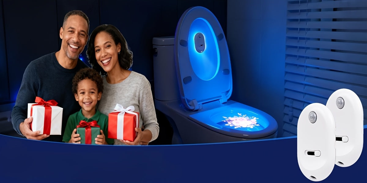 Motion Sensor Toilet Night Light, Rechargeable Toilet Bowl Lighting with Listed 13 Color Changes and Four Projection Patterns in Two- or Four-Pack Options