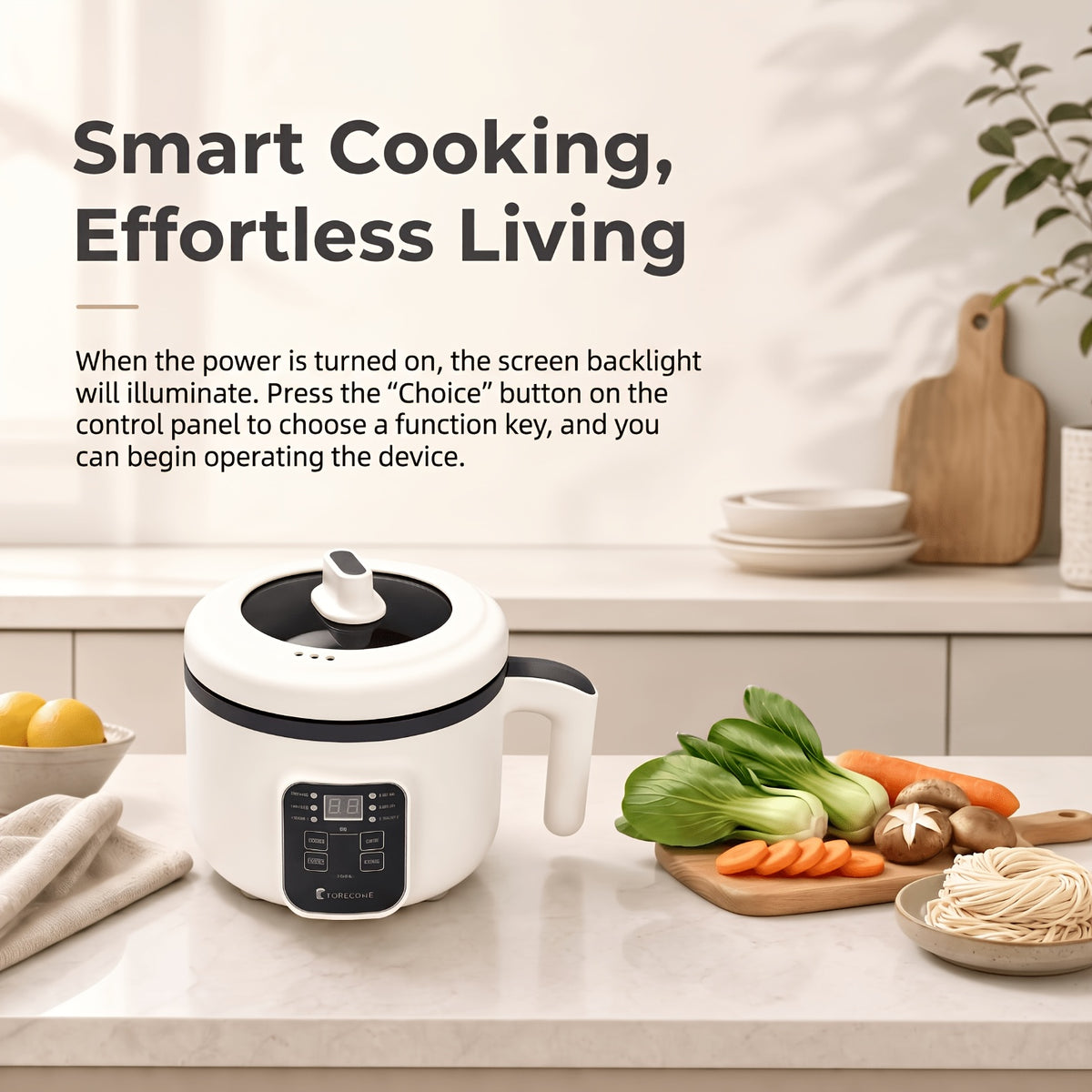 Multifunctional Electric Pot in White with Listed 57.48oz Capacity and Six Cooking Modes, Nonstick Single- or Double-Layer Options for Small Household Meals