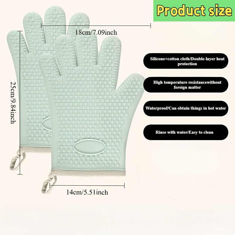 Silicone Oven Gloves Pair, Two-Piece Kitchen Hand Protection with Listed Heat Resistance, Non-Slip Design and Hanging Storage for Cooking, Baking and BBQ Tasks