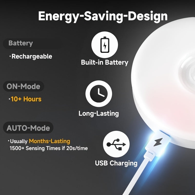 Dimmable Motion Sensor Night Lights, Six-Pack Bright White or Warm White LED Options with USB Rechargeable and Magnetic Mounting References for Indoor Spaces